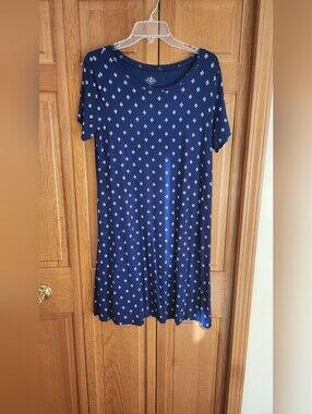 St. John's Bay Navy And Off White Short Sleeve Dress